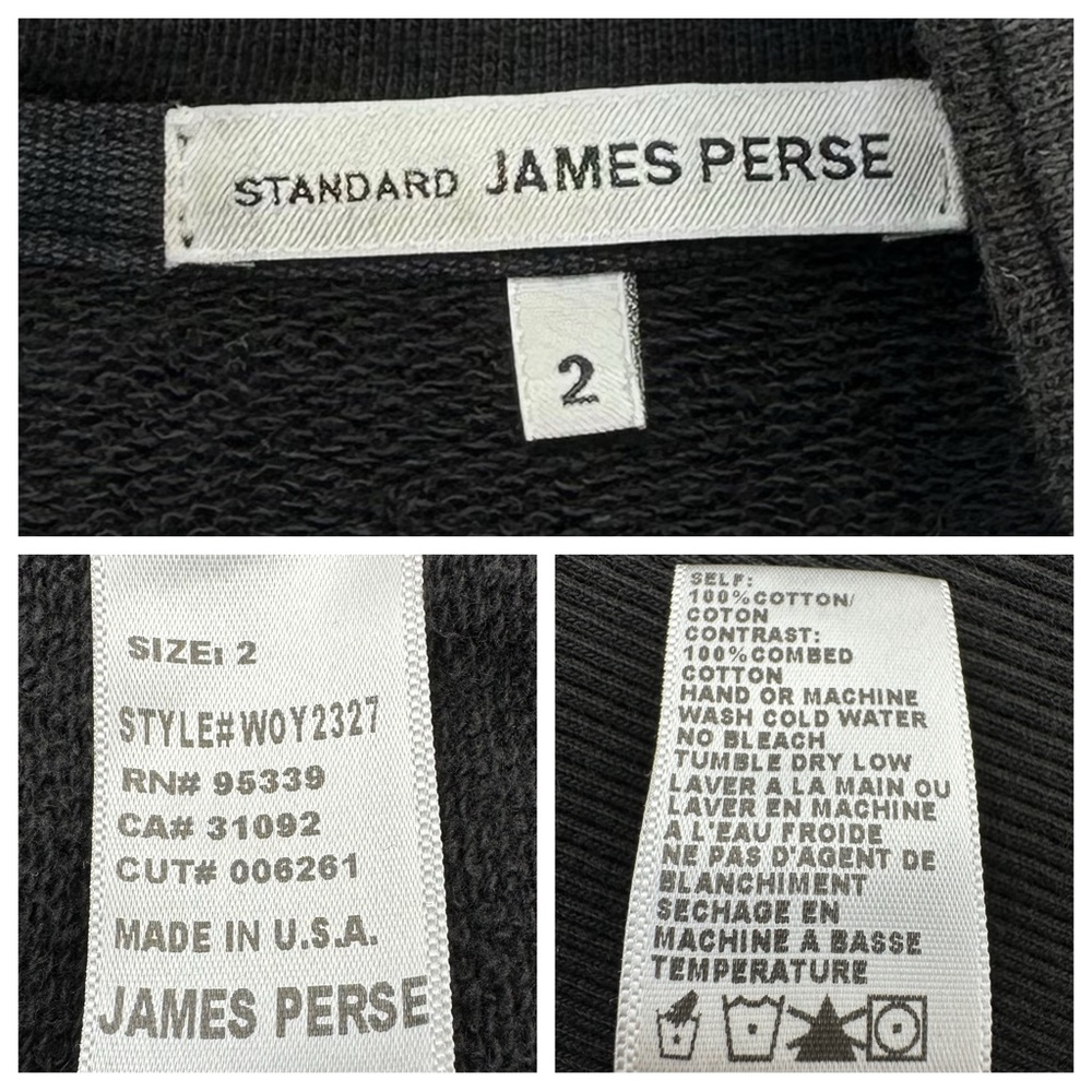 James Perse 2 (M) Distressed Black One-Snap Open Front Sweatshirt Jacket - Picture 13 of 16